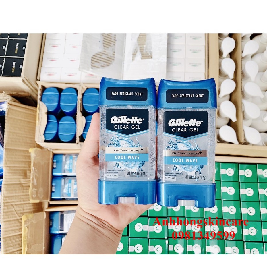 Lăn Khử Mùi Dạng Gel Gillette Endurance Cool Wave Clear Gel (107g)