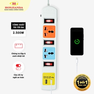 Ổ cắm điện đa năng Có USB Honjianda Mã 07 Dây 3m - an toàn chống quá tải