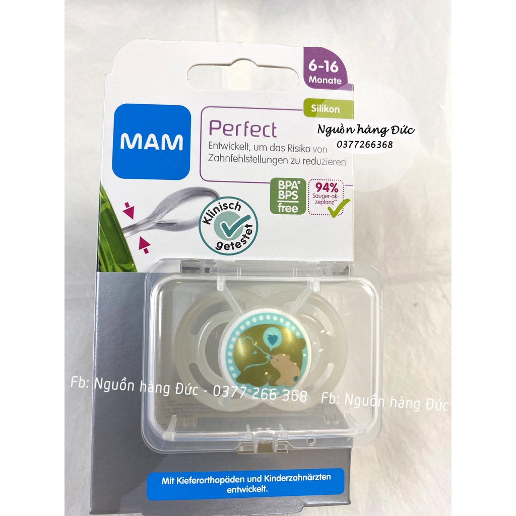 Ti giả Mam Đức 6-16m Chỉnh nha cho bé - MAM Perfect - Nguồn hàng Đức