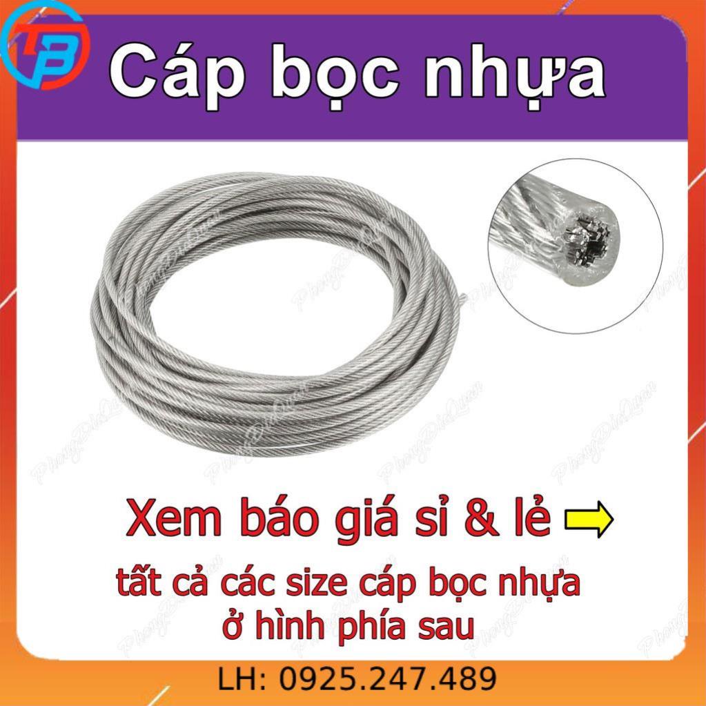 Cáp bọc nhựa (cáp thép bọc nhựa) cuộn 100 mét - Size 2 ly &gt; 6 ly CÁP THÉP Thái Bình Vina