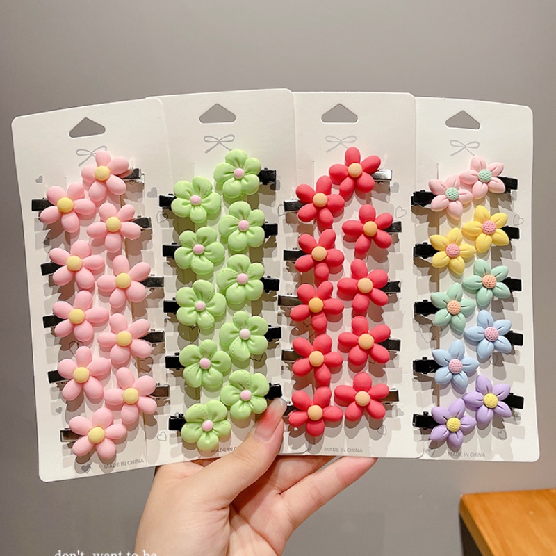 Set 10 Kẹp Tóc Hoa Nhiều Màu Dễ Thương