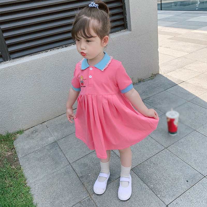 Đầm Cổ Bẻ Thiết Kế Ngọt Ngào Thời Trang Mùa Hè Cho Bé Gái