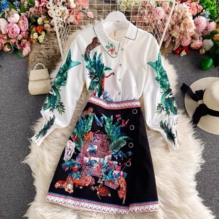 [ORDER] SET ĐẦM CÔNG SỞ HOẠ TIẾT LỆCH NÚT ĐỦ SIZE