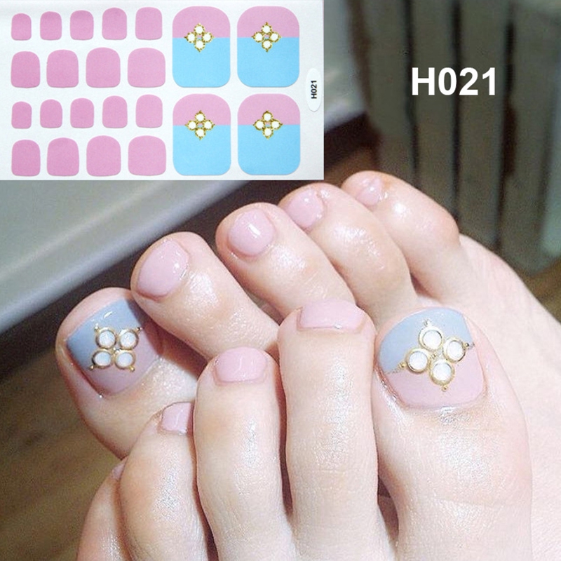 [Hàng mới về] Set 22 miếng dán móng chân 3D thời trang DIY H021-040