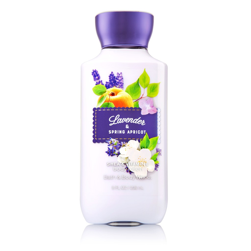 Dưỡng thể giữ ẩm da Bath &amp; Body Works Lavender &amp; Spring Apricot body lotion 236ml (Mỹ)