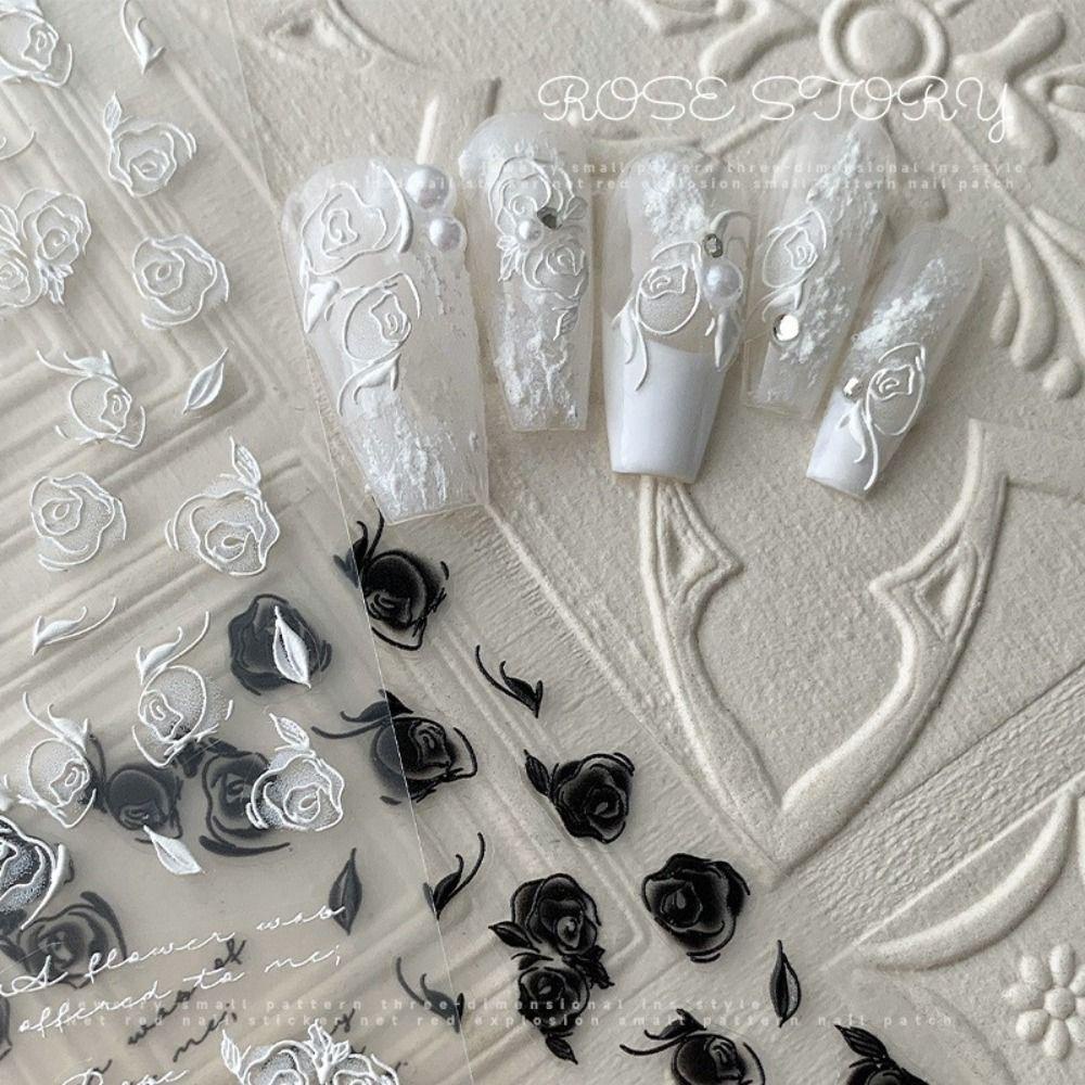 Miếng Dán Trang Trí Móng Tay Họa Tiết Hoa Hồng Kiểu Nhật Bản 5D DIY