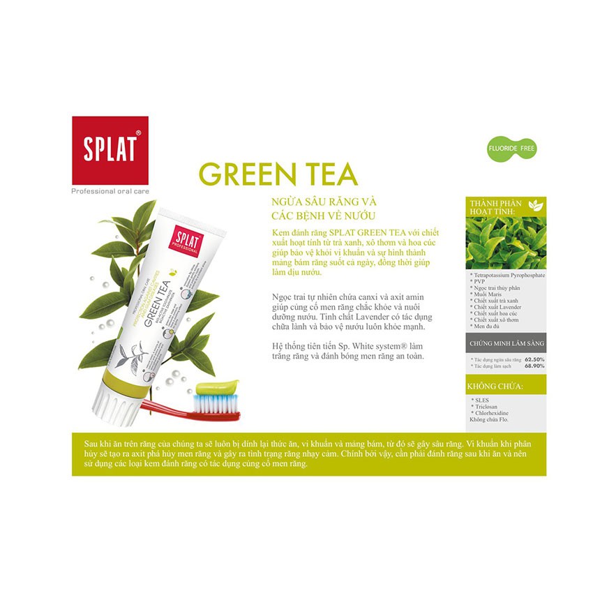 [FREE SHIP] KemĐánhRăng Splat Green Tea Professional Series | Diệt Khuẩn Khử Mùi Hôi (100ml) - Chính hãng 100% | BigBuy360 - bigbuy360.vn