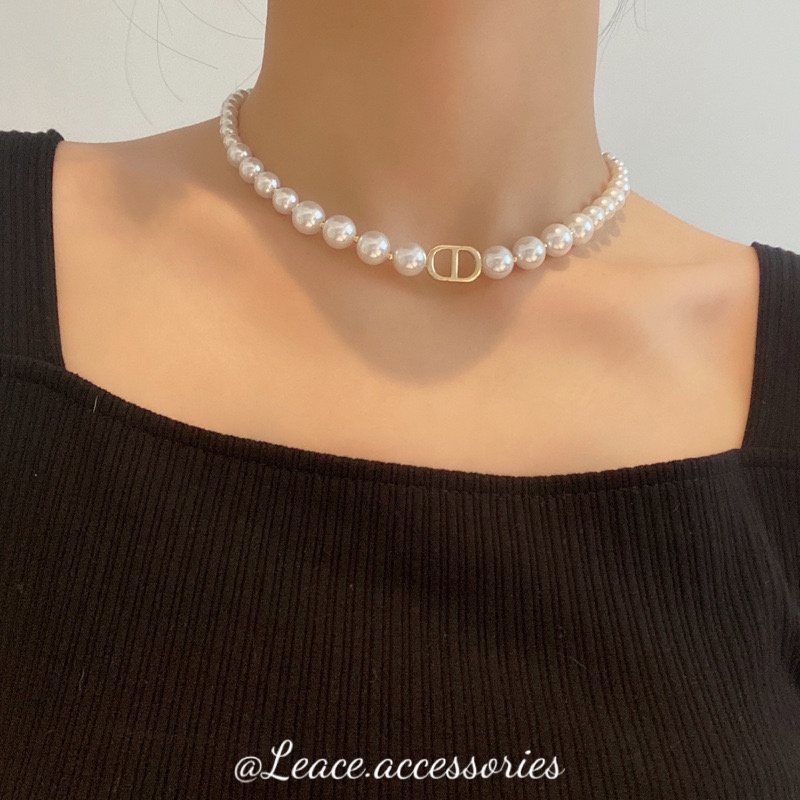 Dây chuyền, vòng cổ ngọc trai nhân tạo CD sang chảnh dễ phối đồ NL034 Leace.accessories