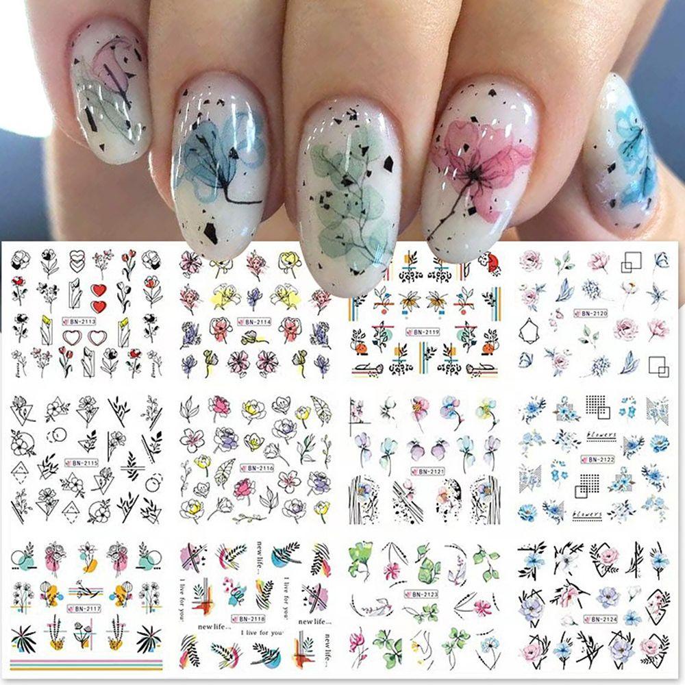 Sticker Họa Tiết Hoa Anh Đào 12 Trong 1 Để Trang Trí Móng