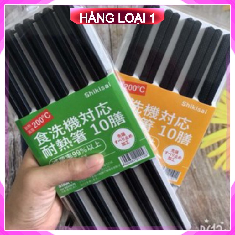Hộp 10 Đôi Đũa Kháng Khuẩn Nhật Bản Shikisai Không Cong Không Vênh, Chống Trơn Trượt
