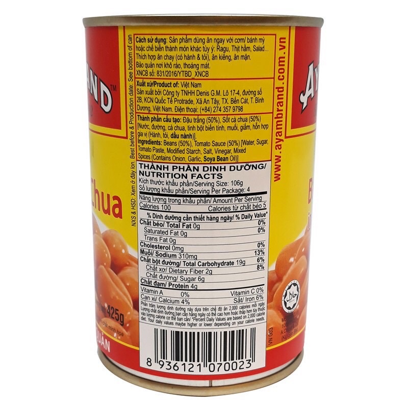 Đậu Sốt Cà Chua Ayam Brand 230g