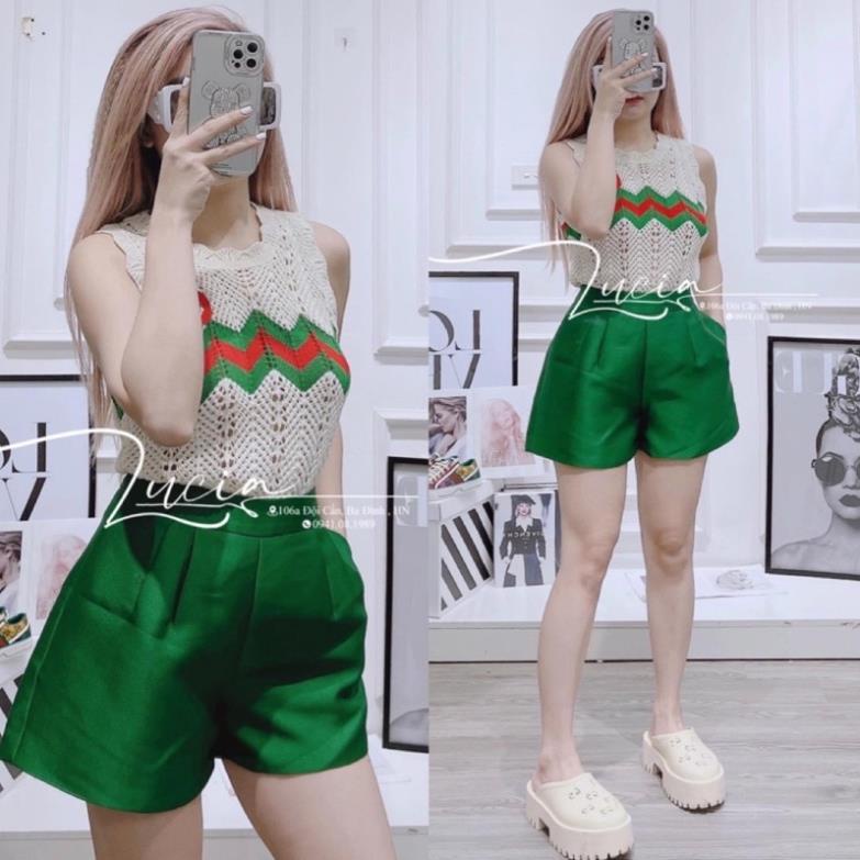 ÁO LEN BA LỖ MÀU BE PHỐI VIỀN XANH CHO NỮ