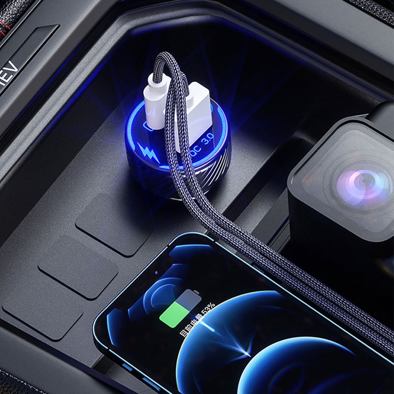 Tẩu Sạc Xe Hơi 48W PD USB Kép Siêu Nhanh Có Công Tắc