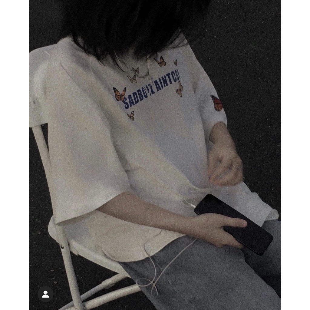 Áo Thun Sad Boiz Dreamy Butterfly Thêu Bướm + Mặt Cười Nam Nữ - Form Unisex 40-90kg MYMO SHOP