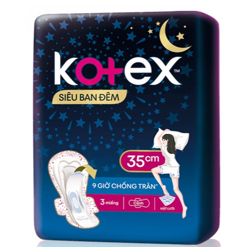 8 Gói Kotex 35cm siêu ban đêm super night (1 gói 3 miếng)