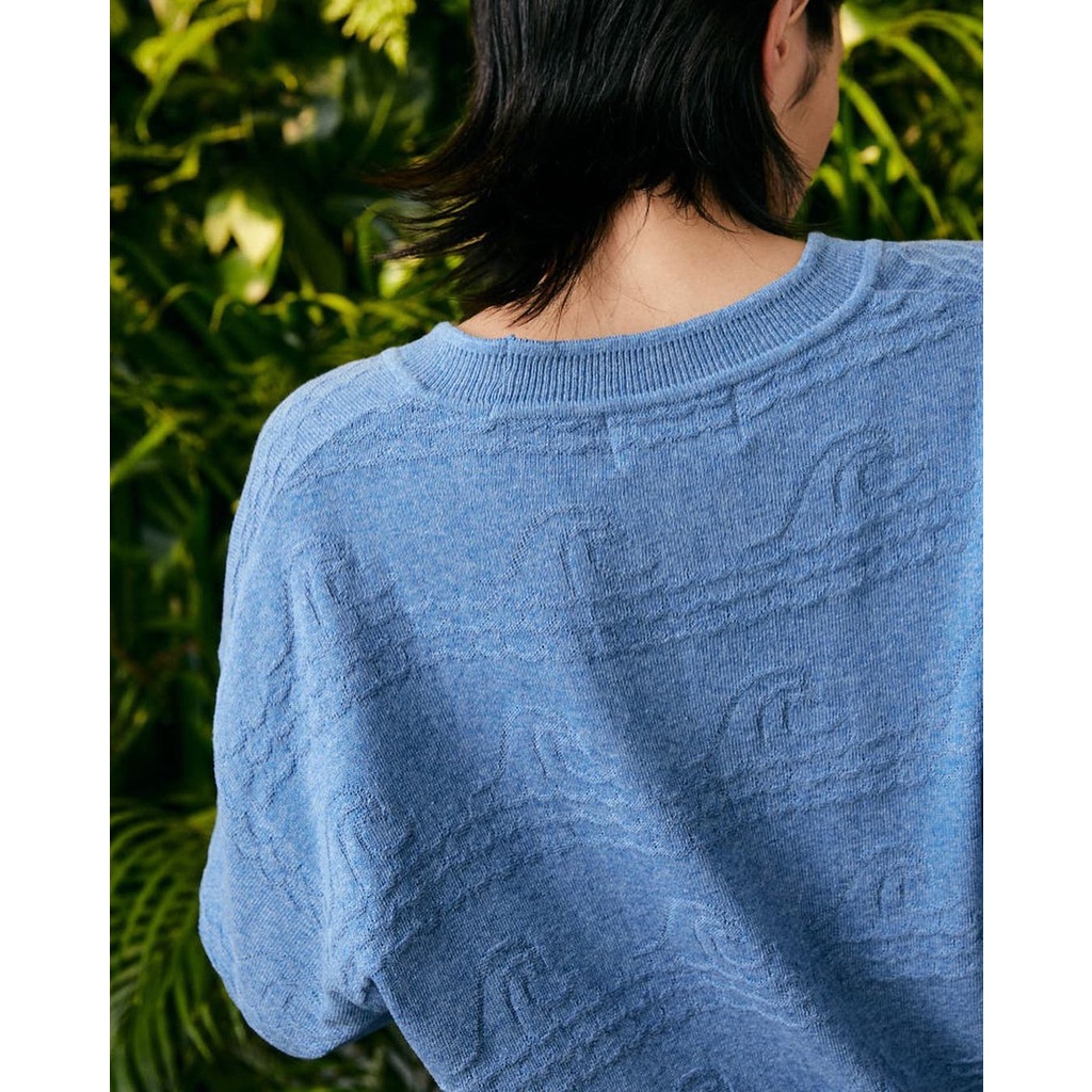 WAVE PATTERN CARDIGAN  - Áo khoác cardigan Hàn Quốc dệt kim mỏng cao cấp màu xanh blue dành cho mùa hè