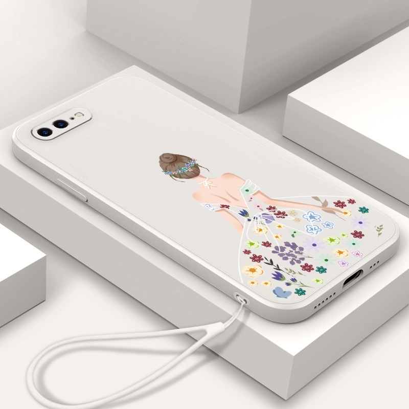 Ốp Lưng TPU Silicone HọA TiếT Hoa VớI Dây Đeo ThờI Trang Cho iPhone 7 plus 7 8 plus 8 6 6s 6 plus