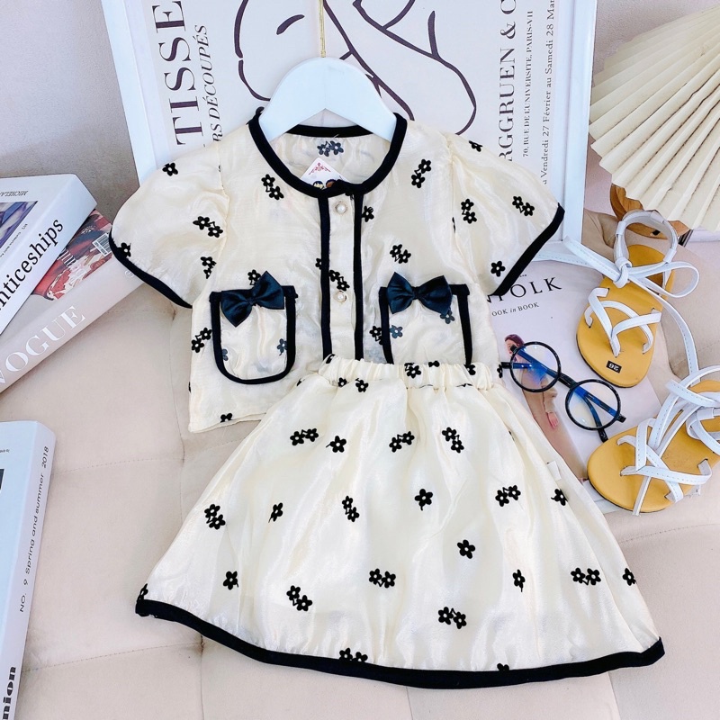 Set áo cv tơ boi thiết kế cho bé gái