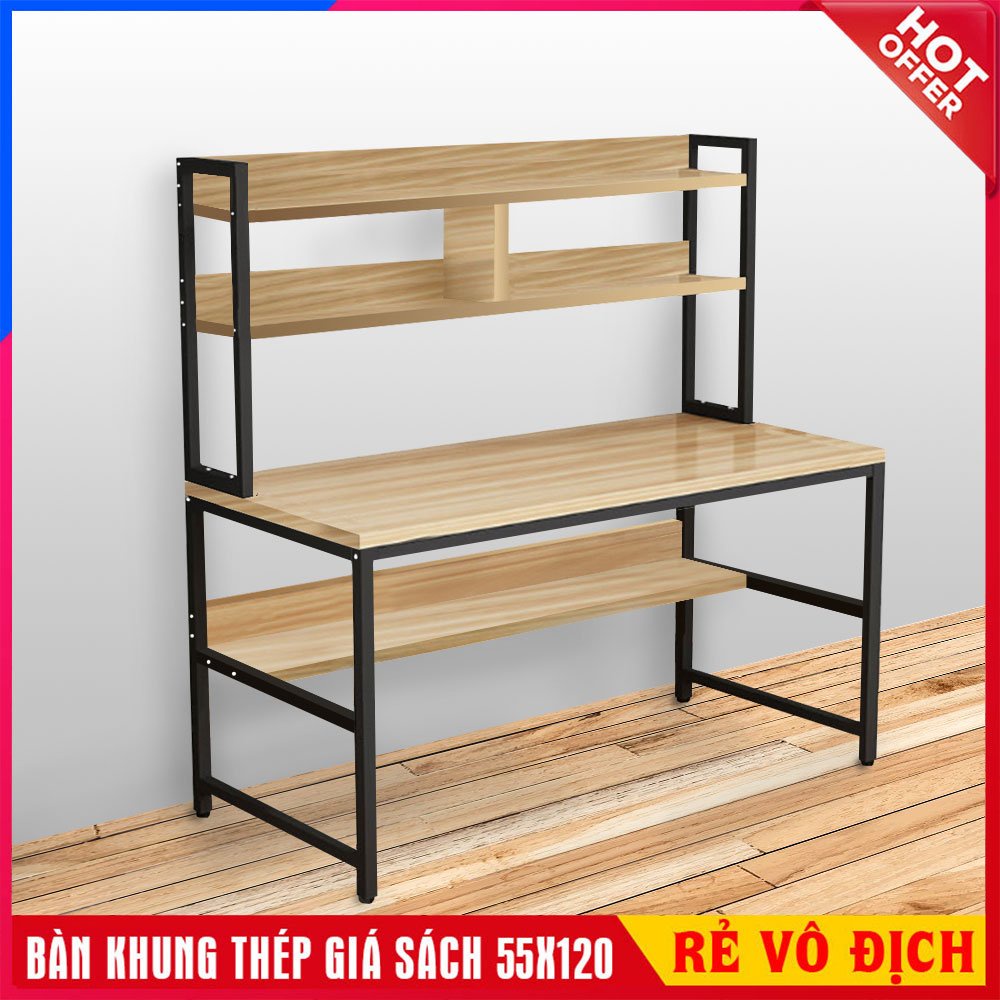 [SALE] Bàn làm việc đa năng kèm kệ sách, chất liệu bằng gỗ MDF đẹp chất lượng cao, hàng lắp ráp dễ dàng vận chuyển