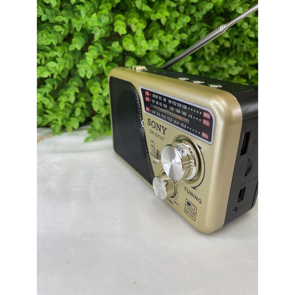 Đài Radio SONY SW-521UT Phiên Bản Mới. Hỗ Trợ Cắm Thẻ Nhớ, Hỗ Trợ Đèn Pin Trợ Sáng, Độ Bền Cực Cao. Bảo Hành 12 Tháng