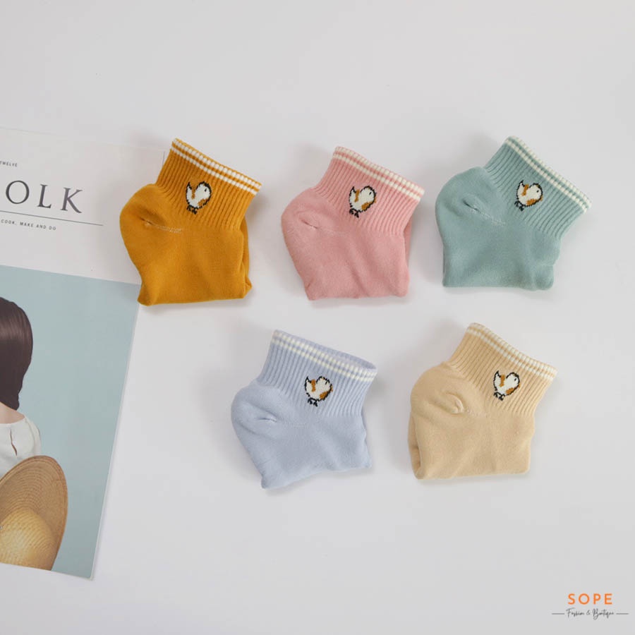 Tất cổ ngắn họa tiết hình gà con đáng yêu, set tất vớ chất liệu vải co giãn bốn chiều - Sope Shop