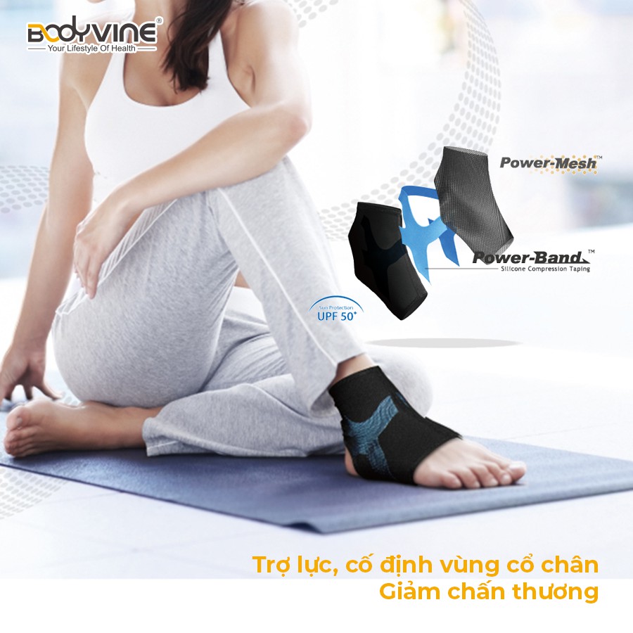 Băng Cuốn Bảo Vệ Nén Mắt Cá Chân Phải BODYVINE 3 Lớp - Chơi Thể Thao, Tập Gym, Chạy Bộ, Yoga, Đá Bóng - Thoải Mái