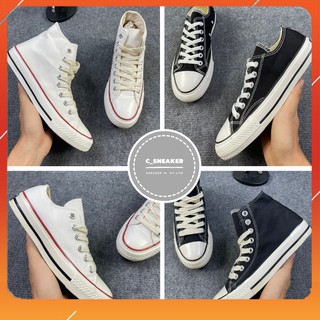 Giày sneaker, giày thể thao CV nam nữ, giày CV cổ cao, CV cổ thấp trấng  đen