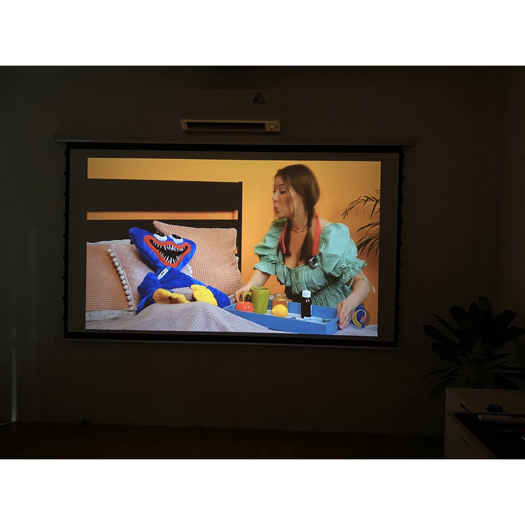Màn chiếu treo tường kéo tay tỷ lệ 16 : 9 80 inch, 100 inch - Hàng Cao Cấp