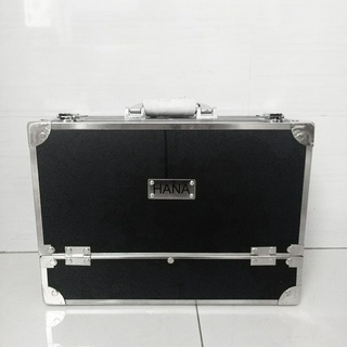 Hàng xuất khẩu cao cấp loại 1 - Cốp đựng mỹ phẩm chuyên nghiệp bọc viền 4 mâm lớn size lớn 40x20x26 cm Đen trơn