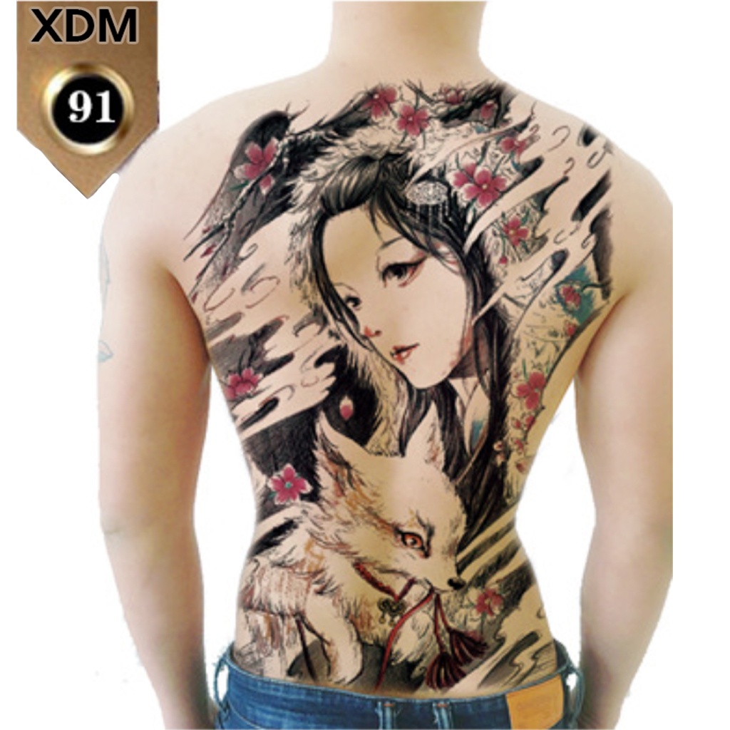 Hình Xăm Kín Lưng Cô Gái Geisha Chụp Ảnh, Đóng Phim, Dễ Dàng Tẩy Xóa - Dùng 2-5 Ngày