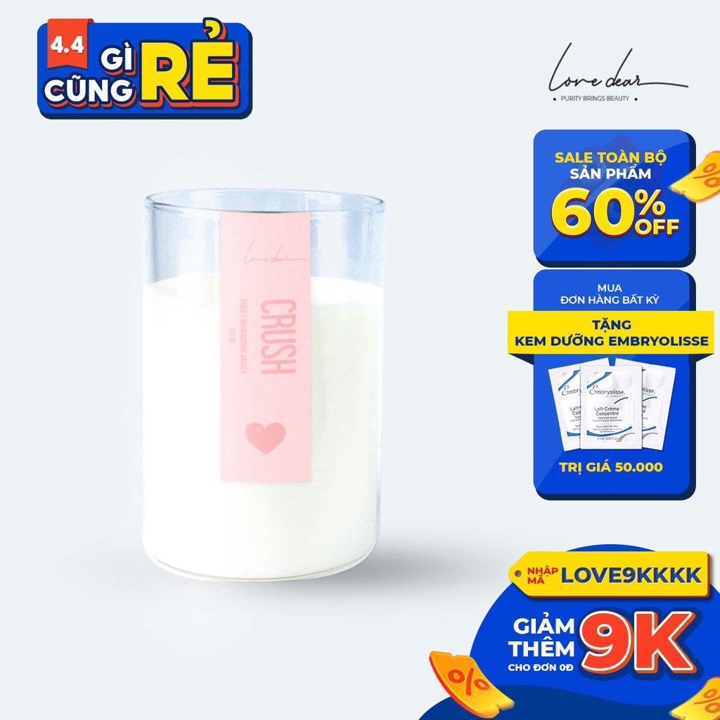 Nến Thơm LoveDear Crush Từ Tinh Dầu Thiên Nhiên và Sáp Cọ Cao Cấp - Trang Trí Decor 100g