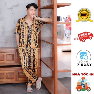 Bộ đồ pijama nam mềm mịn thoáng mát không nhăn lụa ngoại nhập loại 1 ngắn tay mềm mịn from to đến 90kg DANGKHOI 90