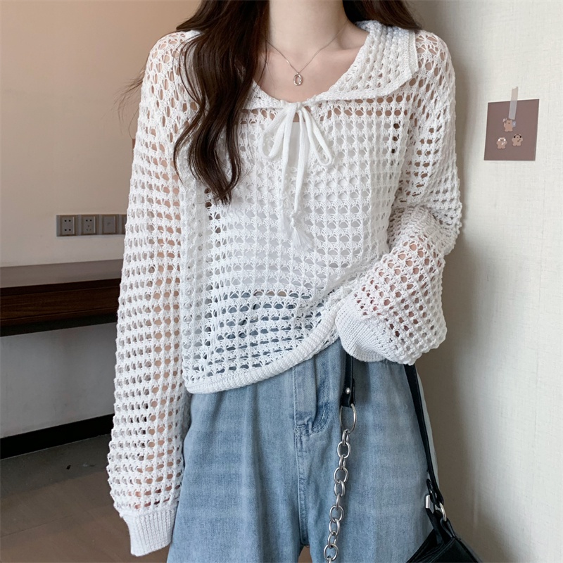 Áo ZHELIHANGFEI dệt kim tay dài cổ bẻ cá tính thời trang dành cho nữ