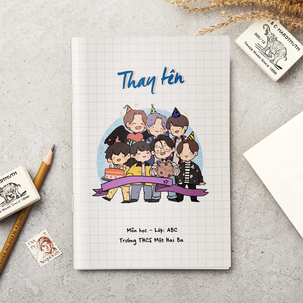 IN TỀN VÀ HÌNH ẢNH IDOL NHÓM NHẠC BTS THEO YÊU CẦU LÊN 5 MẪU VỞ KẺ NGANG 80 TRANG-  VỞ NĂM HỌC MỚI CHO BÉ