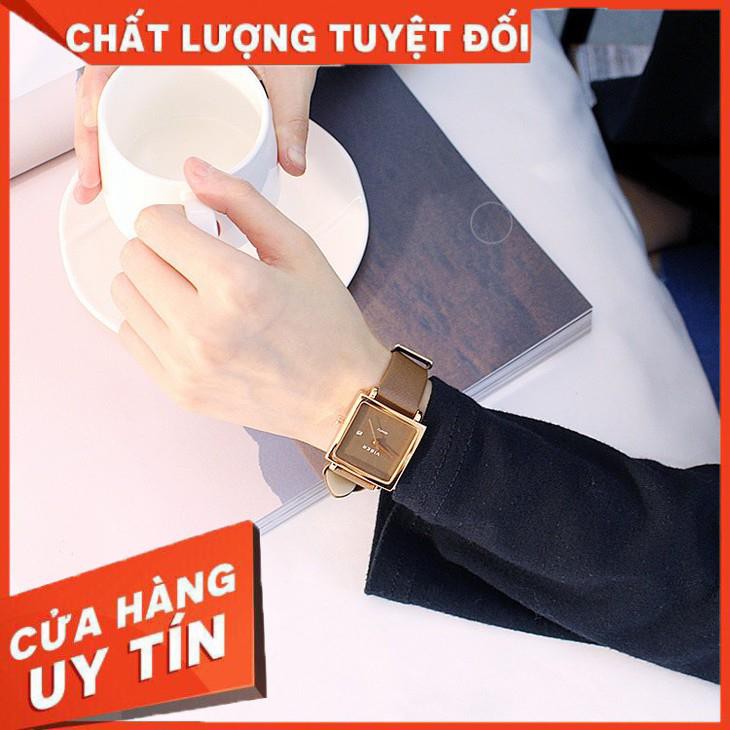 [SALE 50%] Đồng hồ thời trang nữ VISER dây da, có lịch ngày, mặt vuông tuyệt đẹp