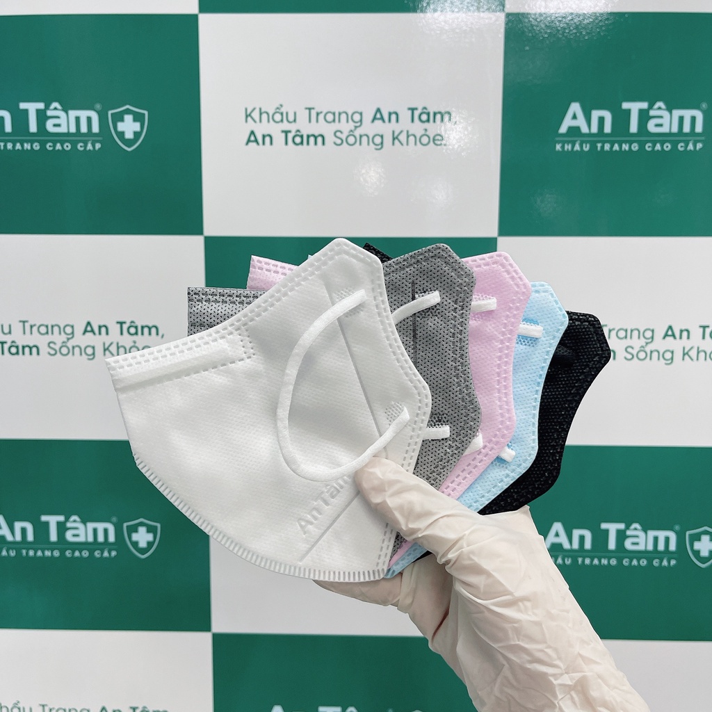 Hộp 10 Khẩu Trang Y Tế Kháng Khuẩn An Tâm 6D - Khẩu Trang 3D Fit Lọc Bụi Kháng Khuẩn