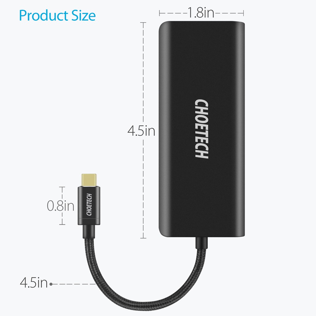 Bộ chuyển đổi đa năng Choetech USB HUB USB-C (HUB-M05BK)