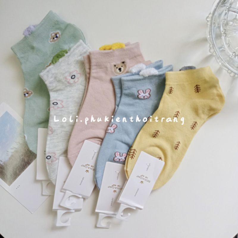 Tất Vớ Nữ Cổ Ngắn In Hình Dễ Thương Phong Cách Hàn Quốc Cho Nữ (TN022)