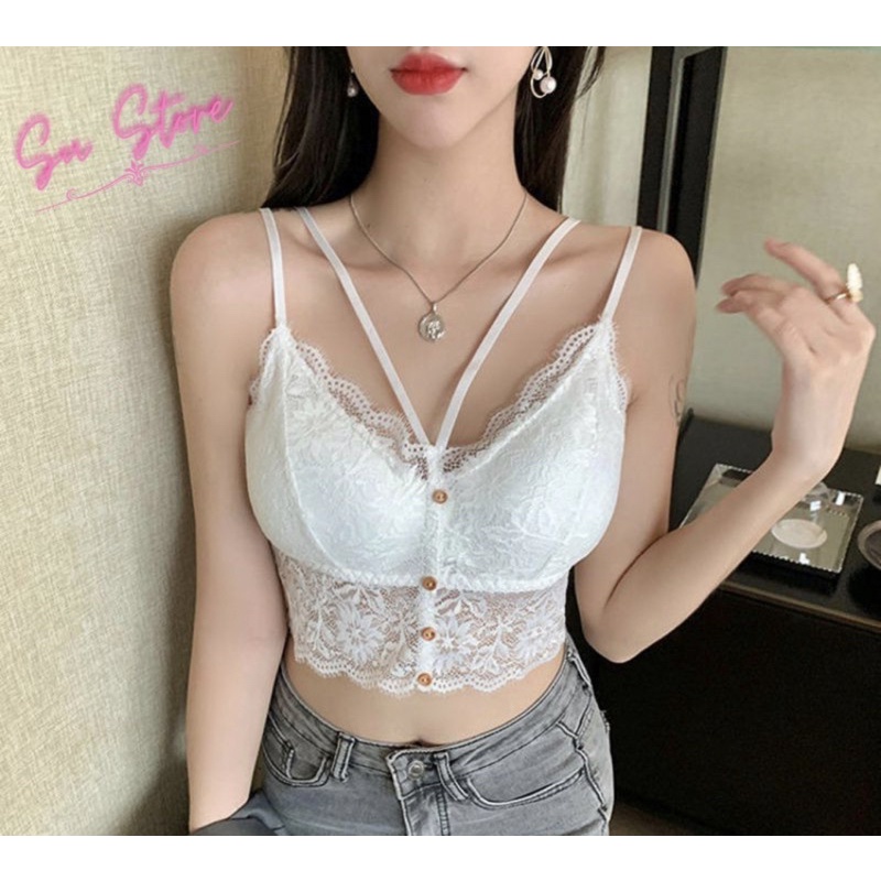 Áo Bra  (áo lót ngực) không gọng dây chéo phối ren