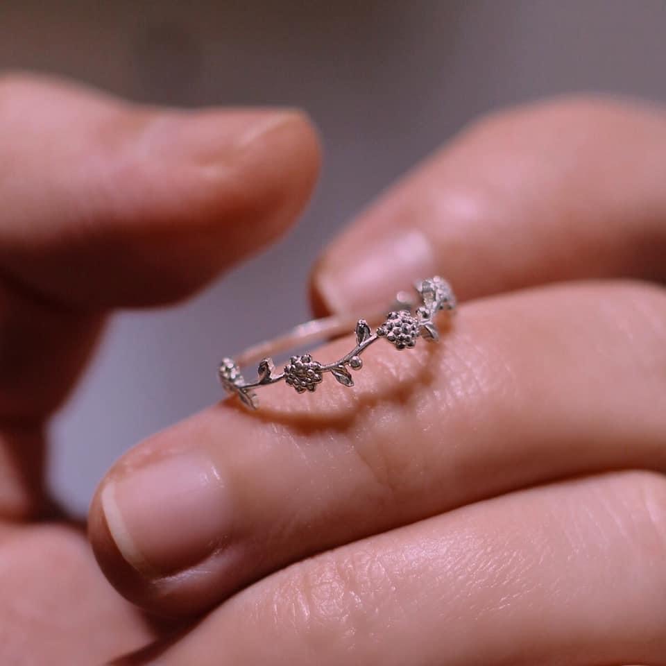 Nhẫn hoa lá đẹp dịu dàng Bạc S925 NG90