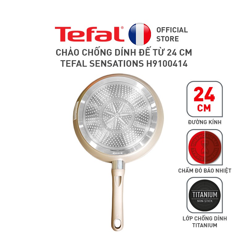 Chảo chiên chống dính đáy từ Tefal Sensations H9100414 24cm (Đồng) - Hàng chính hãng