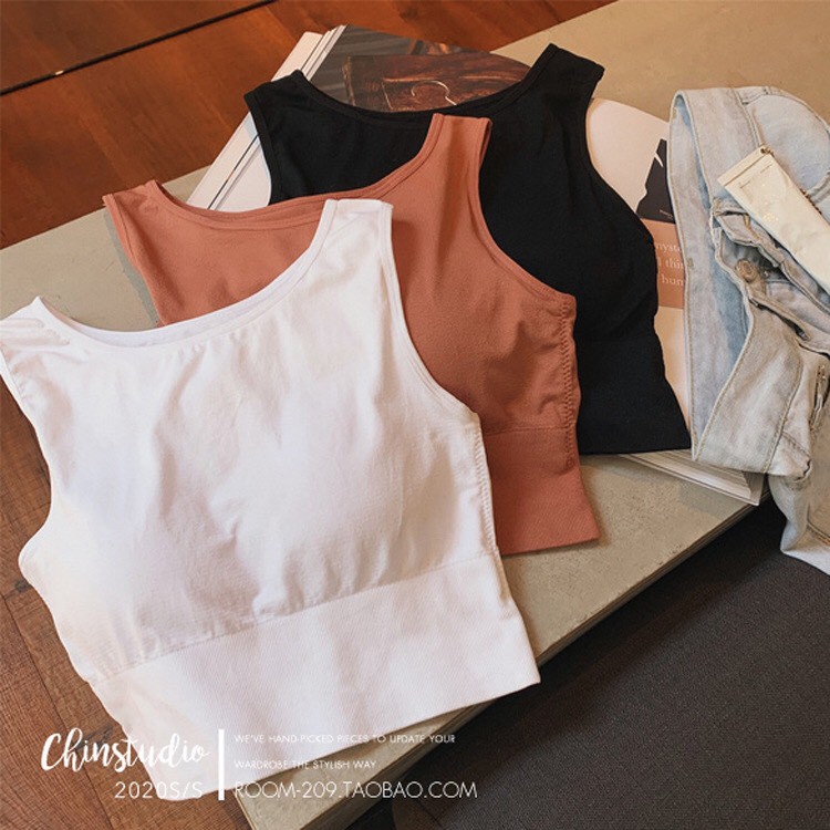 Áo croptop 3 lỗ RẺ VÔ ĐỊCH Áo bra nữ trơn thun cotton 3 lỗ có đệm mút