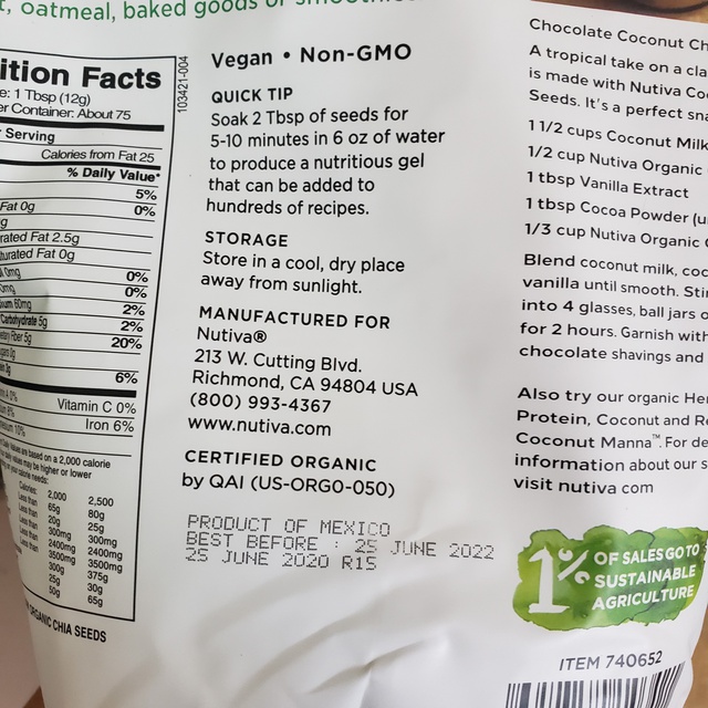 Hạt chia đen Nutiva nhập khẩu từ Mỹ gói 907gr hàng chuẩn không tạp chất Sutoshop | BigBuy360 - bigbuy360.vn