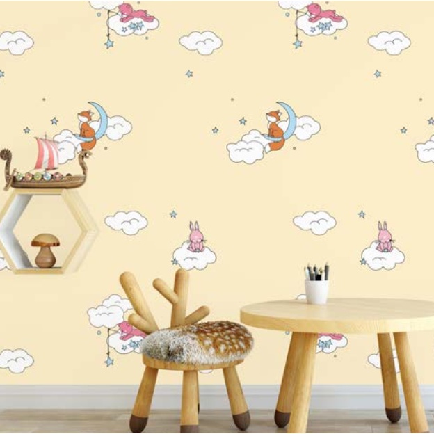Decal giấy dán tường CÁO VÀNG MỚI khổ 45cm keo sẵn
