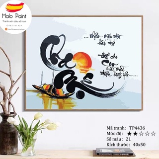 Tranh sơn dầu số hoá tự tô màu Tranh chữ thư pháp Cha Mẹ