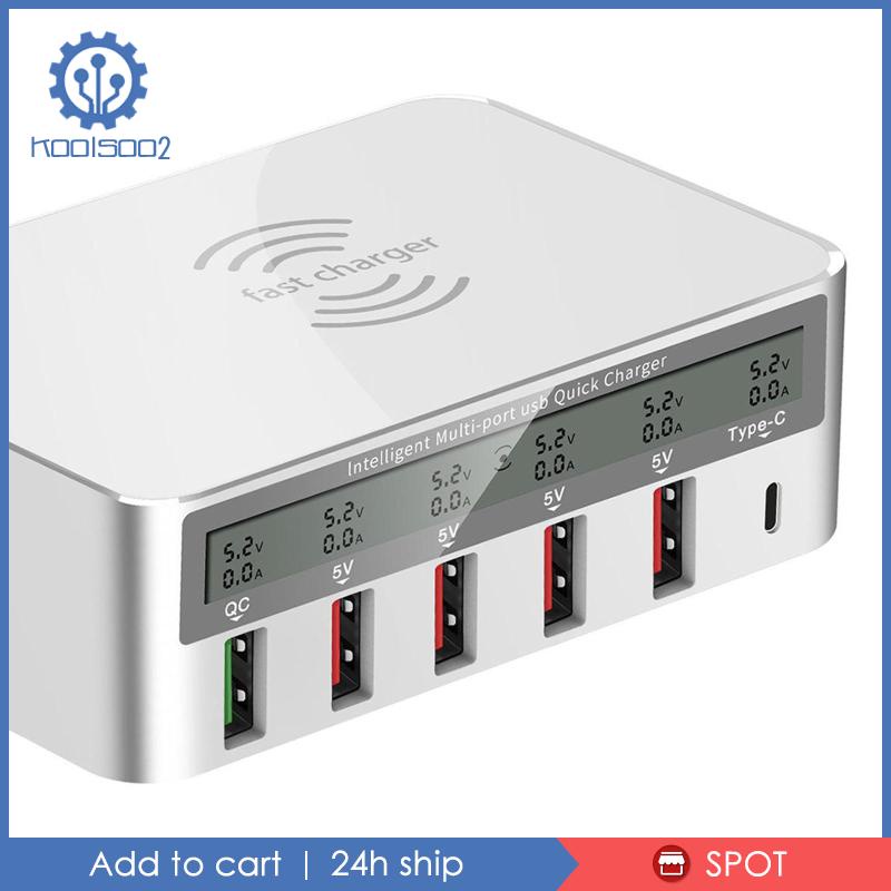Đế Sạc Nhanh Không Dây Qi 5 USB QC 3.0 Koolsoo2 Có Màn Hình LED Hiển Thị