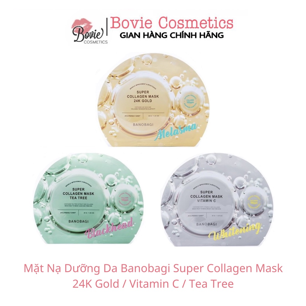 Mặt Nạ Dưỡng Da Banobagi Super Collagen Mask 24K Gold / Vitamin C / Tea Tree (Lẻ miếng)