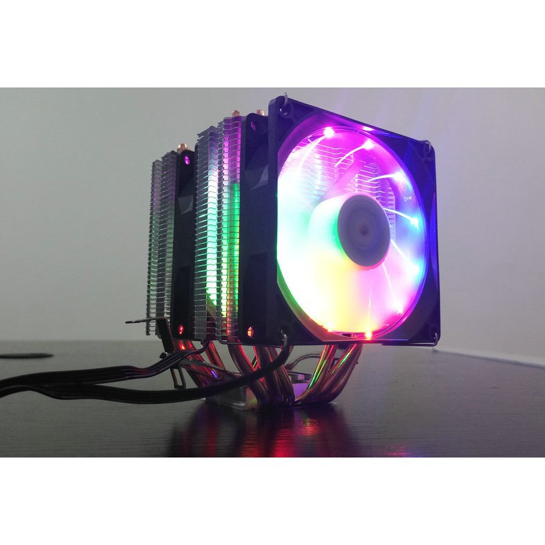 Tản Nhiệt Khí Snowman M-X6 Led RGB Dual Fan - Hỗ Trợ All CPU Dây CPU 4pin – 12V điều khiển nhiệt độ, tốc độ quạt