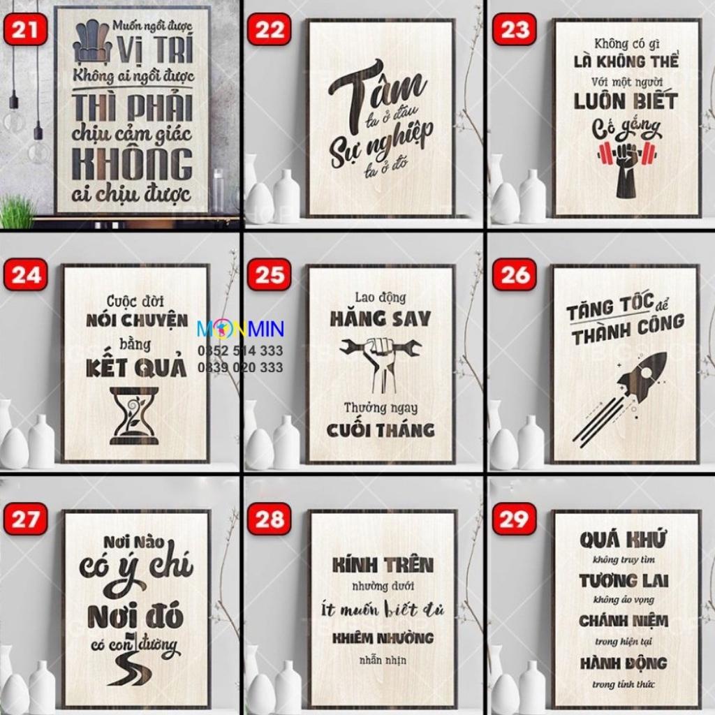 Tranh gỗ slogan tạo động lực Monmin cao cấp, cam kết đúng chất lượng như hình 100%