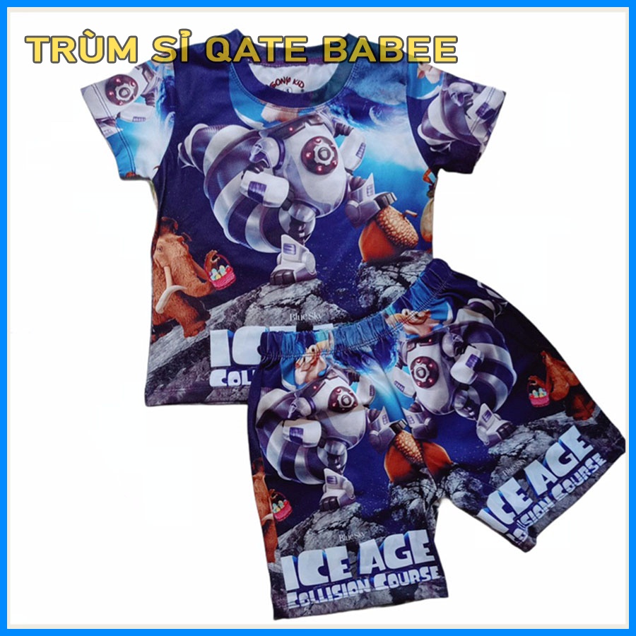 Bộ Ngắn Tay THUN LẠNH Trùm Sỉ QATE BABEE In hình ROBOT full quần áo Cho Bé [12]